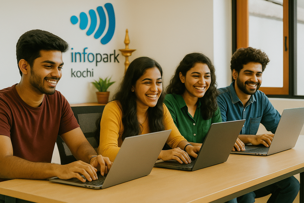 Kerala IT students participating in internship program at Aitrich, Infopark Kochi kerala